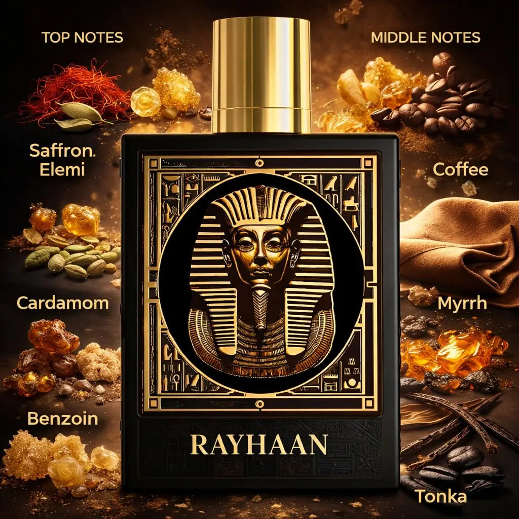 Rayhaan Pharaoh Eau de Parfum Spray for Unisex – Mysterious Spicy, Rich Coffee & Sweet Amber Scent, Long-Lasting Fragrance, Perfect Gift, 3.4 fl oz / 100 ml