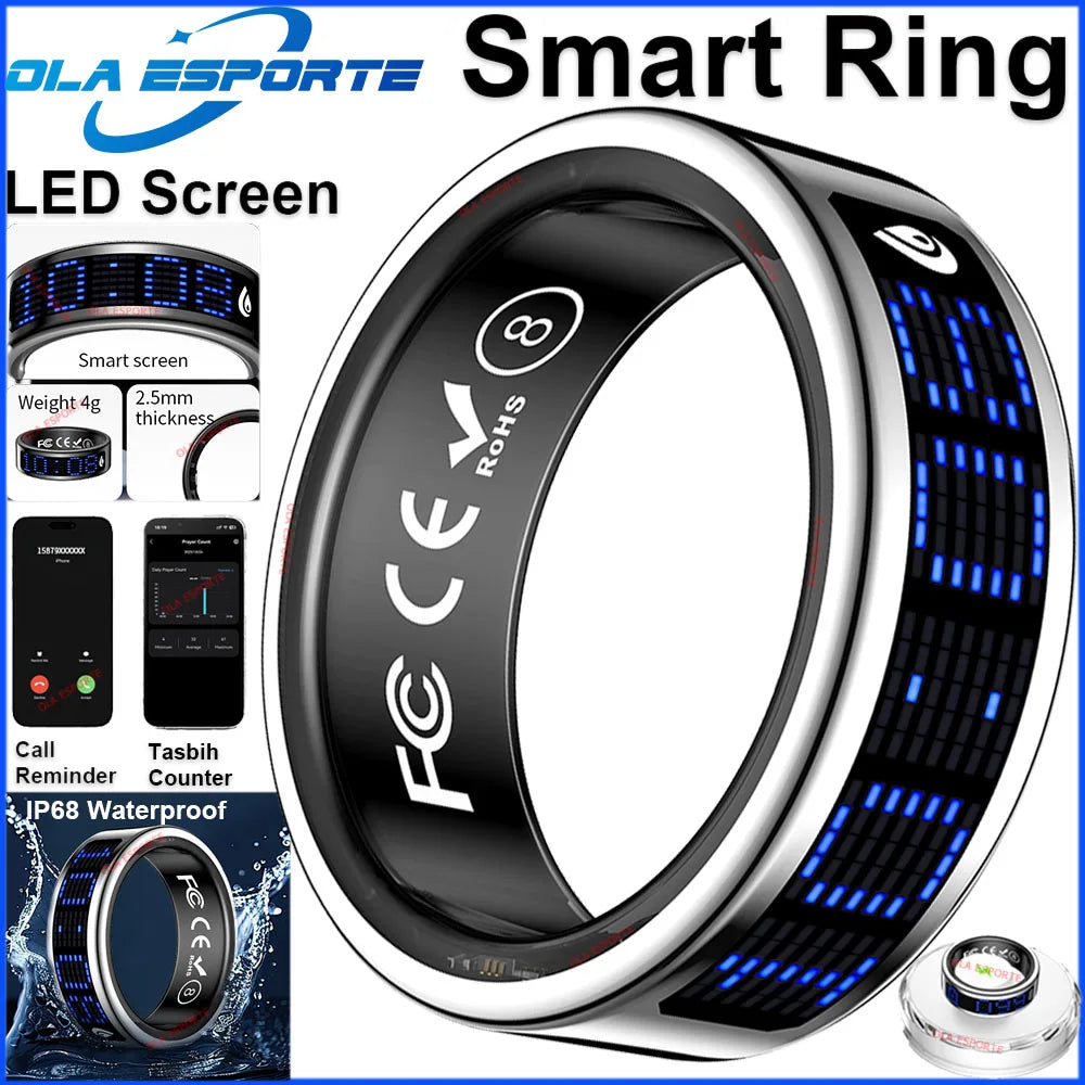 HealthRing Smart Ring - LED Display Heart Rate Blood Oxygen Monitor