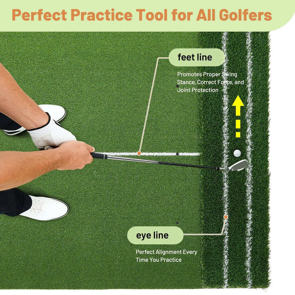 5x4ft Dual Turf Golf Practice Mat With Alignment Lines Indoor Outdoor Golf Hitting Pad Swing Chipping Trainer Backyard
