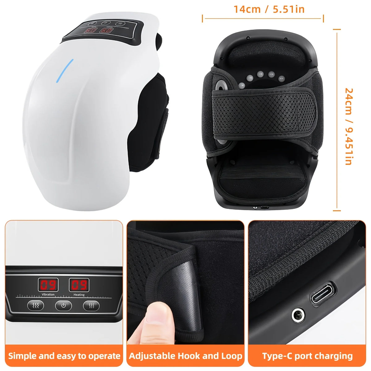 Ekmoey Knee Massager With Heat, 9 Heating Modes & 9 Vibration Speed, Adjustable Straps, Cordless Design, Heating Pad For Joints, Muscles And Knees, Massager For Knee Relax, Massager Gift For Mom/Dad/Women/Men