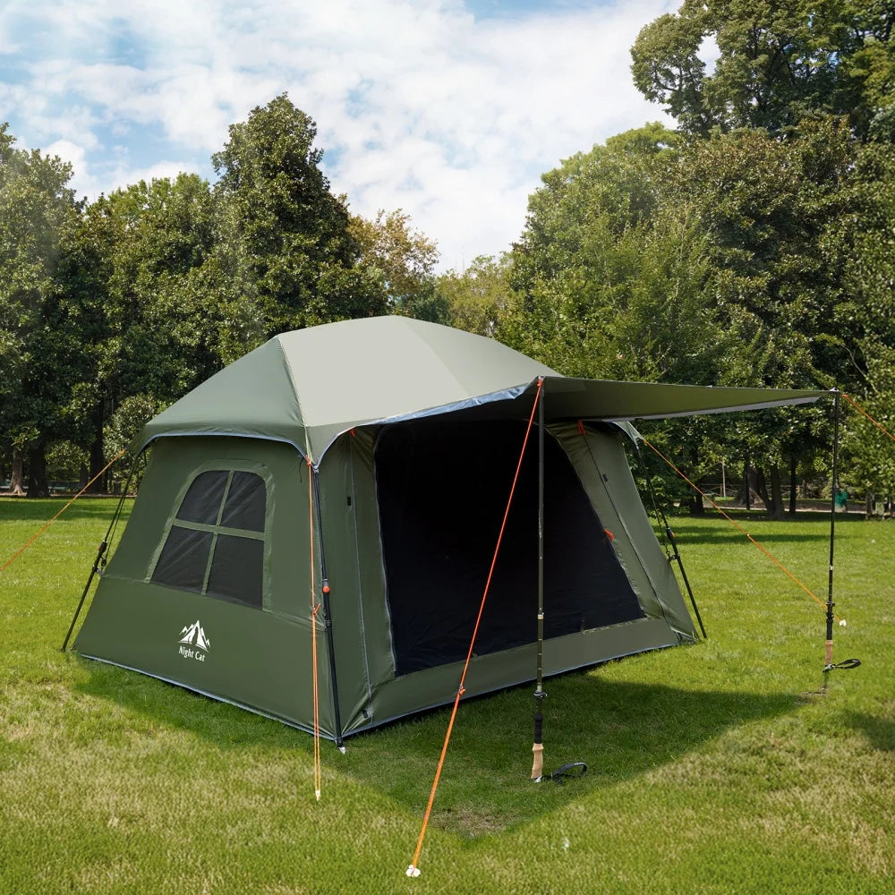 Night Cat 4 Person Pop Up Camping Tent - Blackout Dark Room Design
