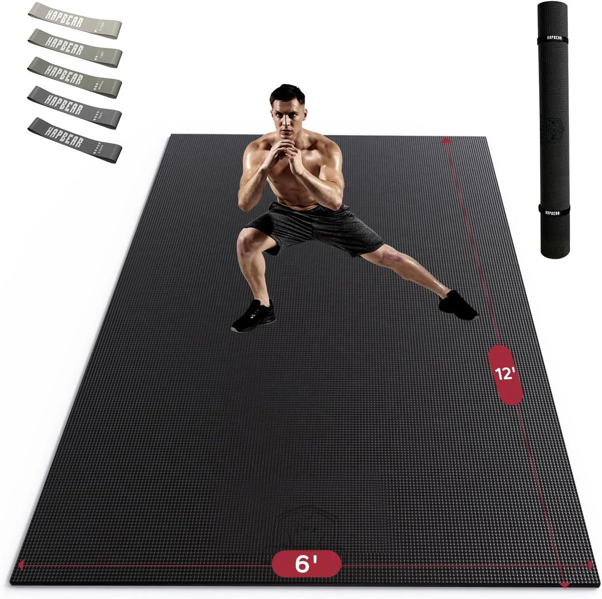 Hapbear Premium Gym Flooring - Commercial Grade Shock Absorbing Non Slip