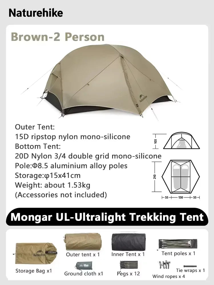 Naturehike Mongar Three Season Two Person Waterproof Camping Tent