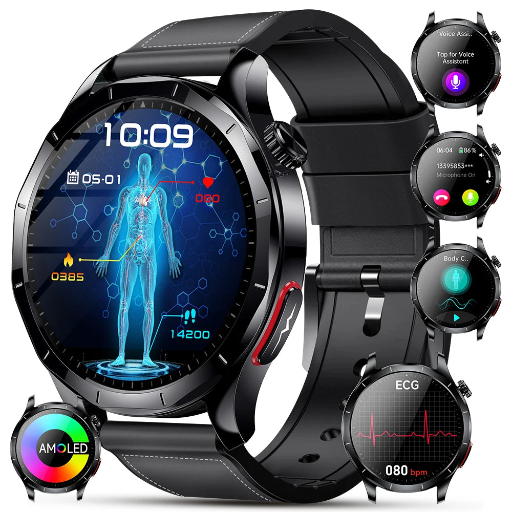 Marsyu ECG+PPG Health Diagnosis Smart watch Men Women sapphire Clock Uric Acid Lipid BP Heart rate Tracker Sports Smart Watch