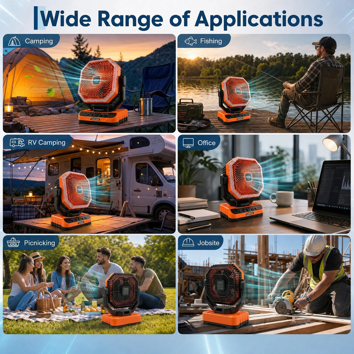 HiMiss Portable Camping Fan - 40000 Mah Rechargeable Battery