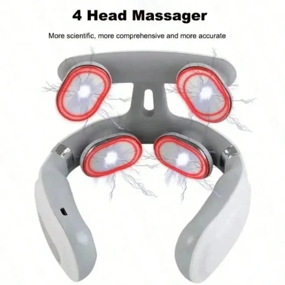 Lism Adjustable Four Head Neck Massager With Heating And Light