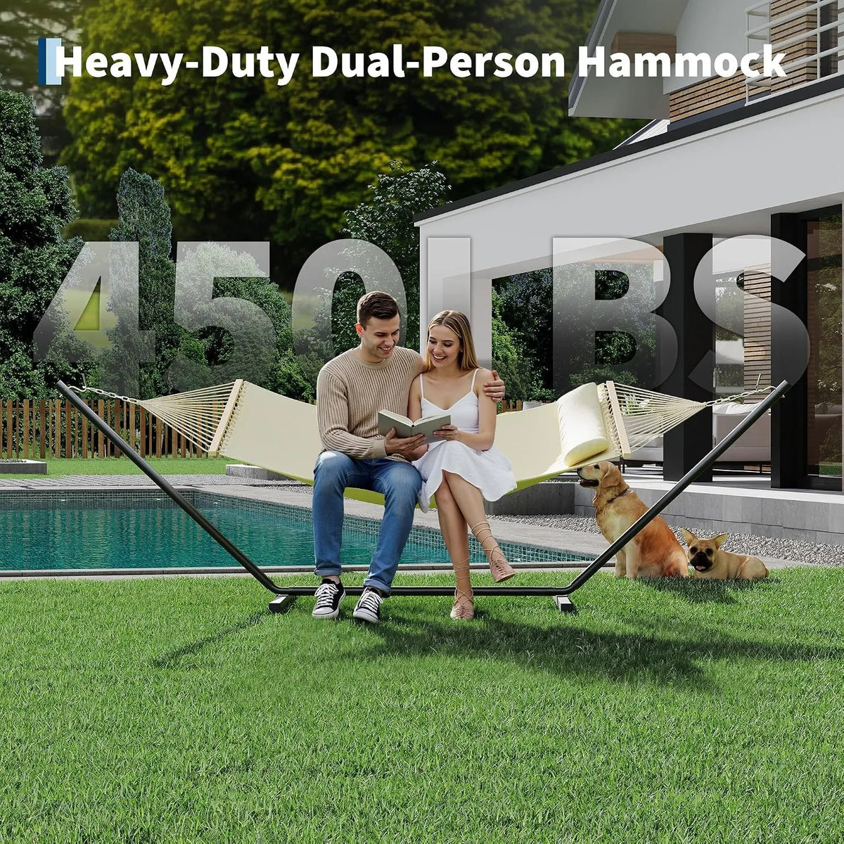 Premium Outdoor Hammock With Stand - 450 Lbs All Weather Support.