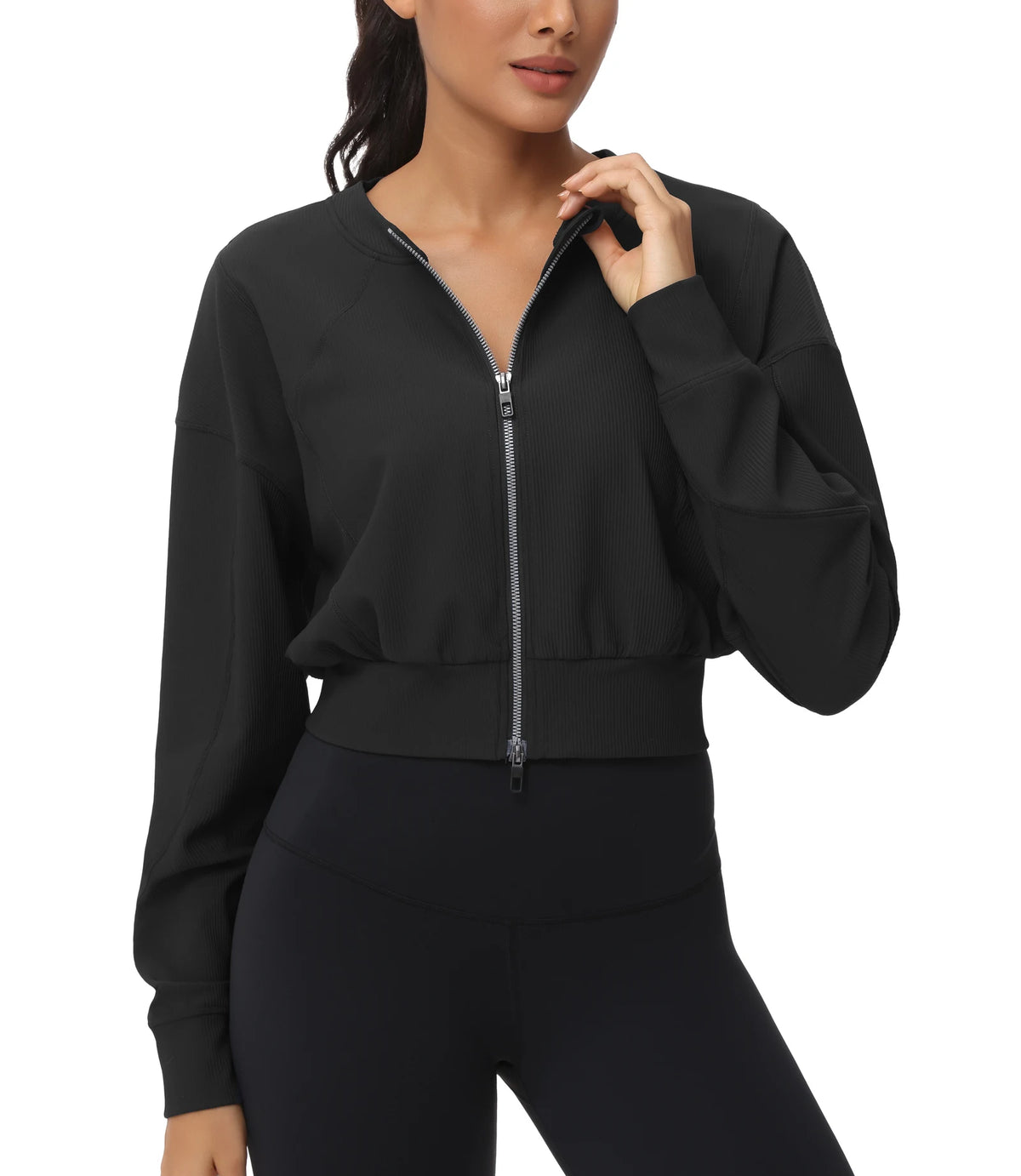 The Gym People Women's Cropped Full Zip Workout Jacket