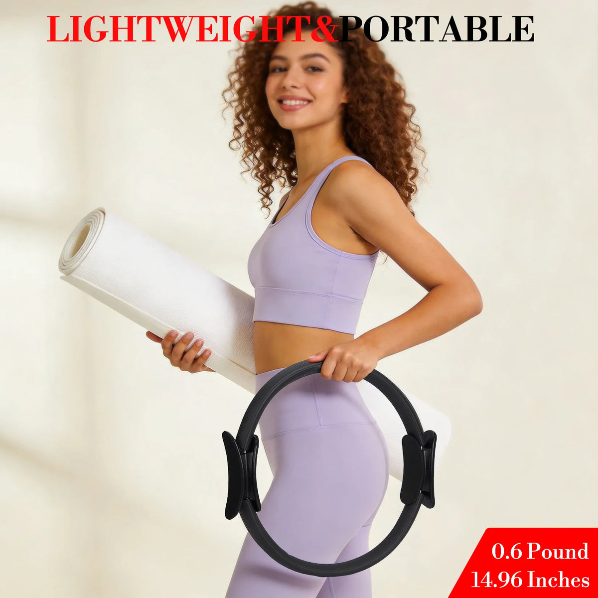 Pilates Training Set, 3-in-1 Pilates Ring, 9.8" Exercise Ball, Fabric Resistance Bands, Workout Guide for Home Gym Yoga Fitness