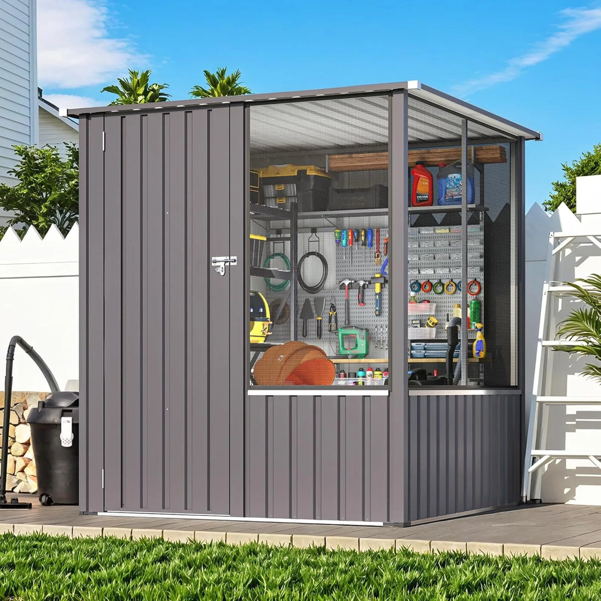 Outdoor Large Bird Cage, 5x5 Ft Aviary | Walk-in Parrot Aviary Cage, with Lockable Doors & Ventilated Mesh for Macaws, Canaries, Budgie and Lovebirds