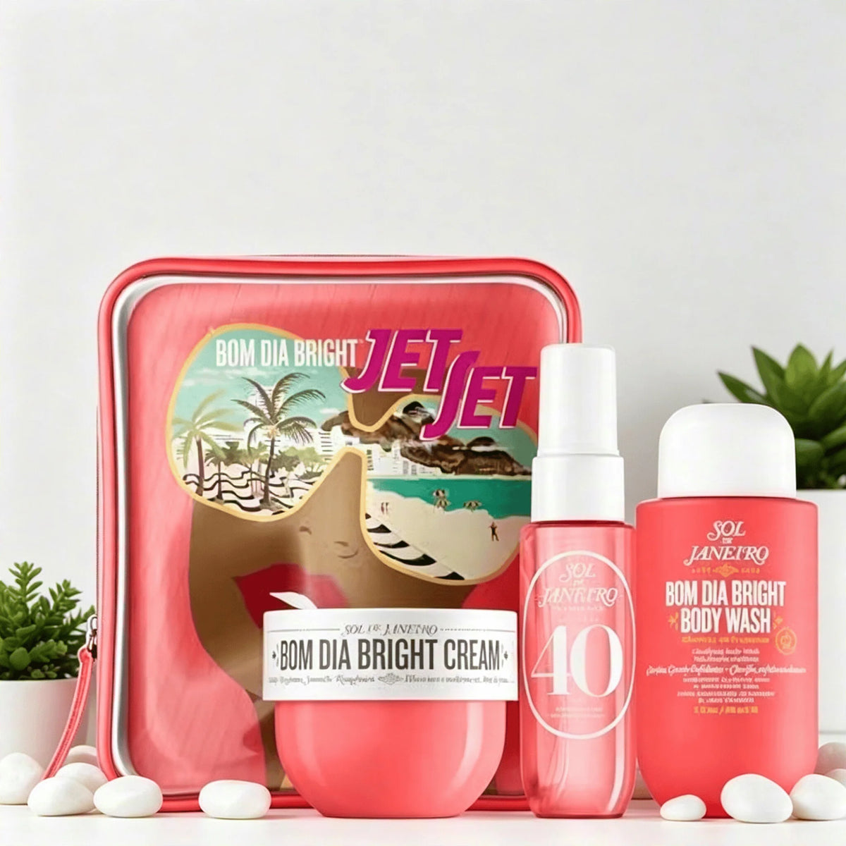 Sol De Janeiro Bom Dia Bright Jet Set Women Perfume Set Cheirosa 40 Body Mist Cream Wash Travel Mini Perfume Kit Beach Luxury Gift Perfume for Her