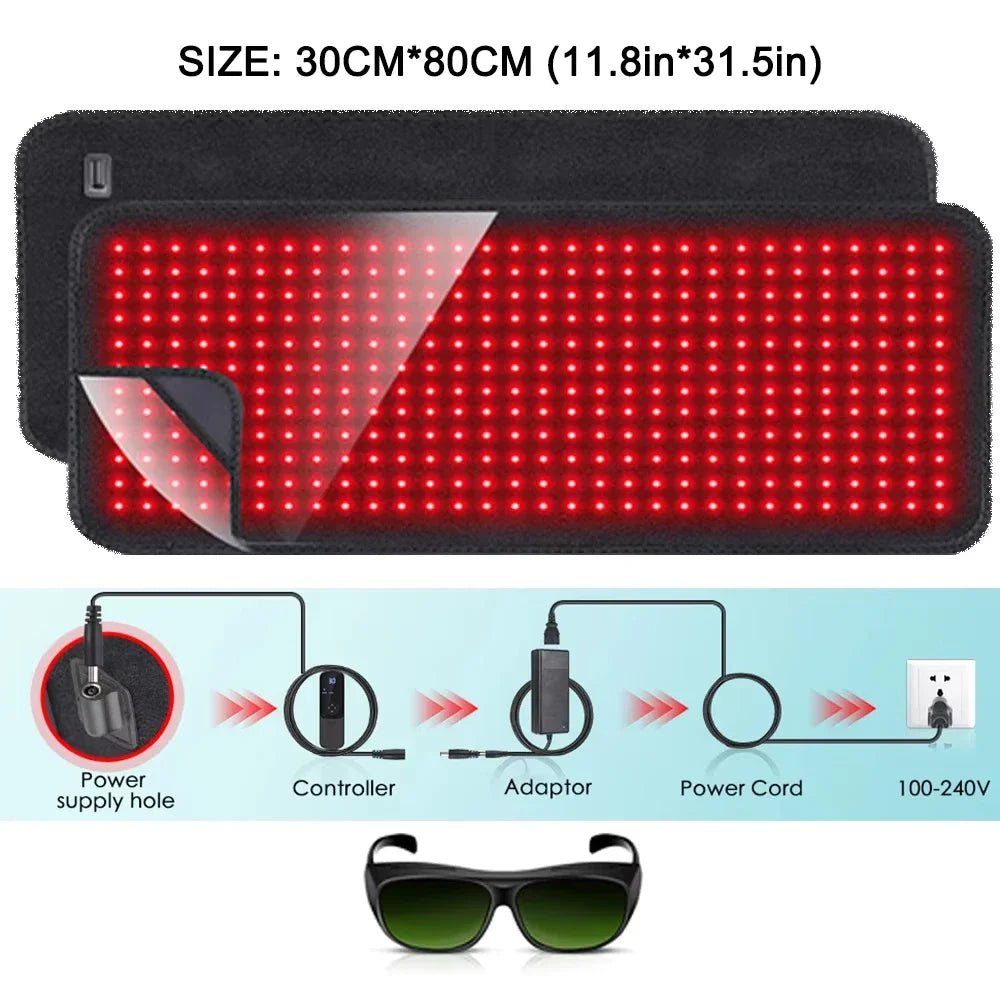 Updated Red Light Therapy Heating Pad for Body Device Cushion Mat Waist Back Shoulder Muscle Pain Relief Relax Infrared Light
