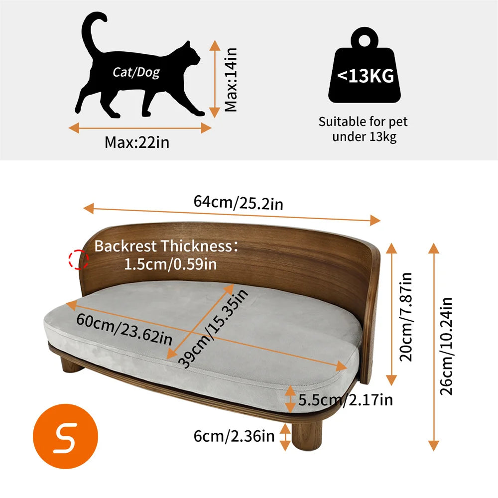 Borwart Elevated Pet Sofa Bed With Eucalyptus Wood Frame