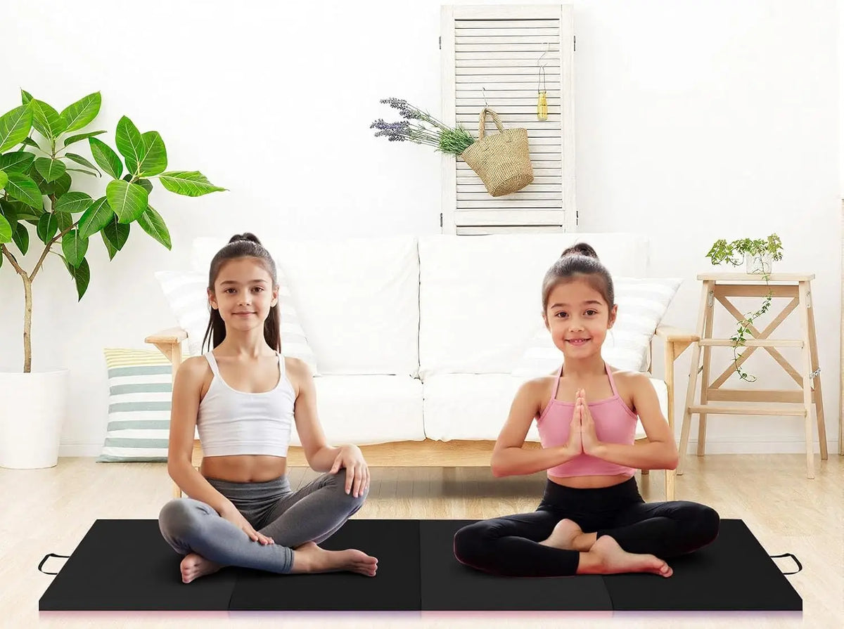 2 Inch Thick Foldable Yoga Mat Easy Storage For Travel Yoga Pilates Home Exercise Floor Mat Non-Slip Portable Exercise Mat Lightweight Gym Camping Sleeping Pad Waterproof Easy Clean