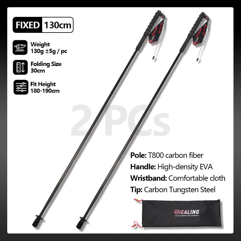 Okhealing Carbon Fiber Trekking Poles - Antishock Foldable Hiking Sticks