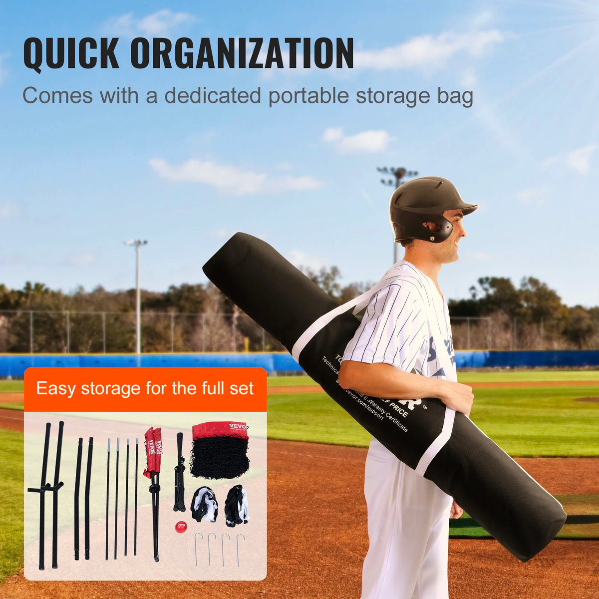 Portable Baseball Softball Practice Training Net With Carry Bag