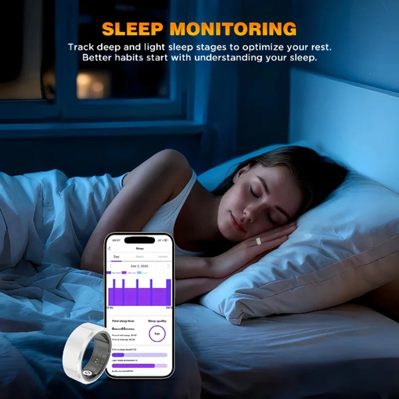 Casatelier White Ceramic Smart Ring - Monitors Heart Rate And Sleep.