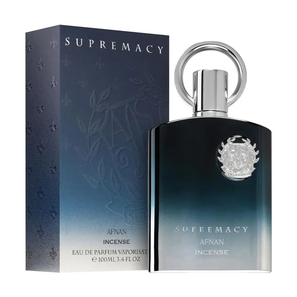 Afnan Supremacy Incense Eau De Parfum 100ml Men Cologne Long Lasting Rich Incense Oud Woody Scent Saffron Patchouli Vanilla Amber Masculine Fragrance Gradient Black Silver Bottle Metal Emblem Luxury Gift Box Father’s Day Bi