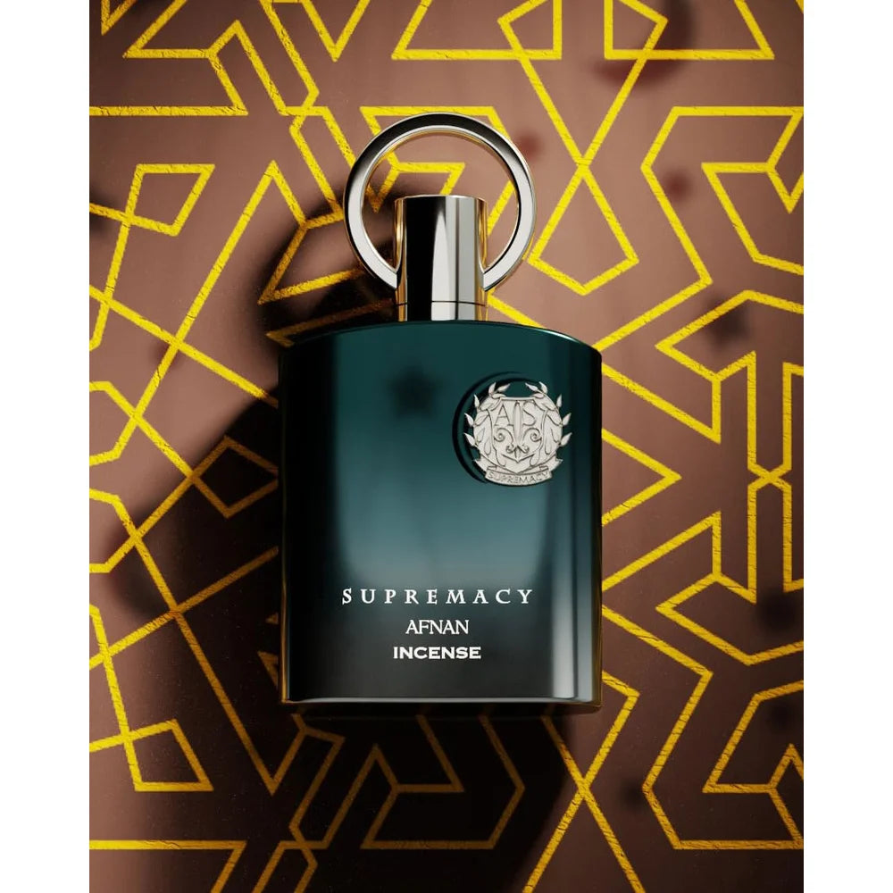 Afnan Supremacy Incense Eau De Parfum 100ml Men Cologne Long Lasting Rich Incense Oud Woody Scent Saffron Patchouli Vanilla Amber Masculine Fragrance Gradient Black Silver Bottle Metal Emblem Luxury Gift Box Father’s Day Bi