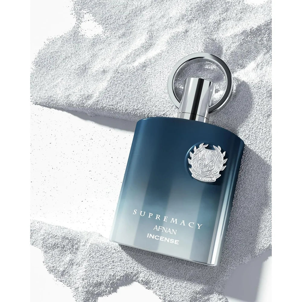 Afnan Supremacy Incense Eau De Parfum 100ml Men Cologne Long Lasting Rich Incense Oud Woody Scent Saffron Patchouli Vanilla Amber Masculine Fragrance Gradient Black Silver Bottle Metal Emblem Luxury Gift Box Father’s Day Bi