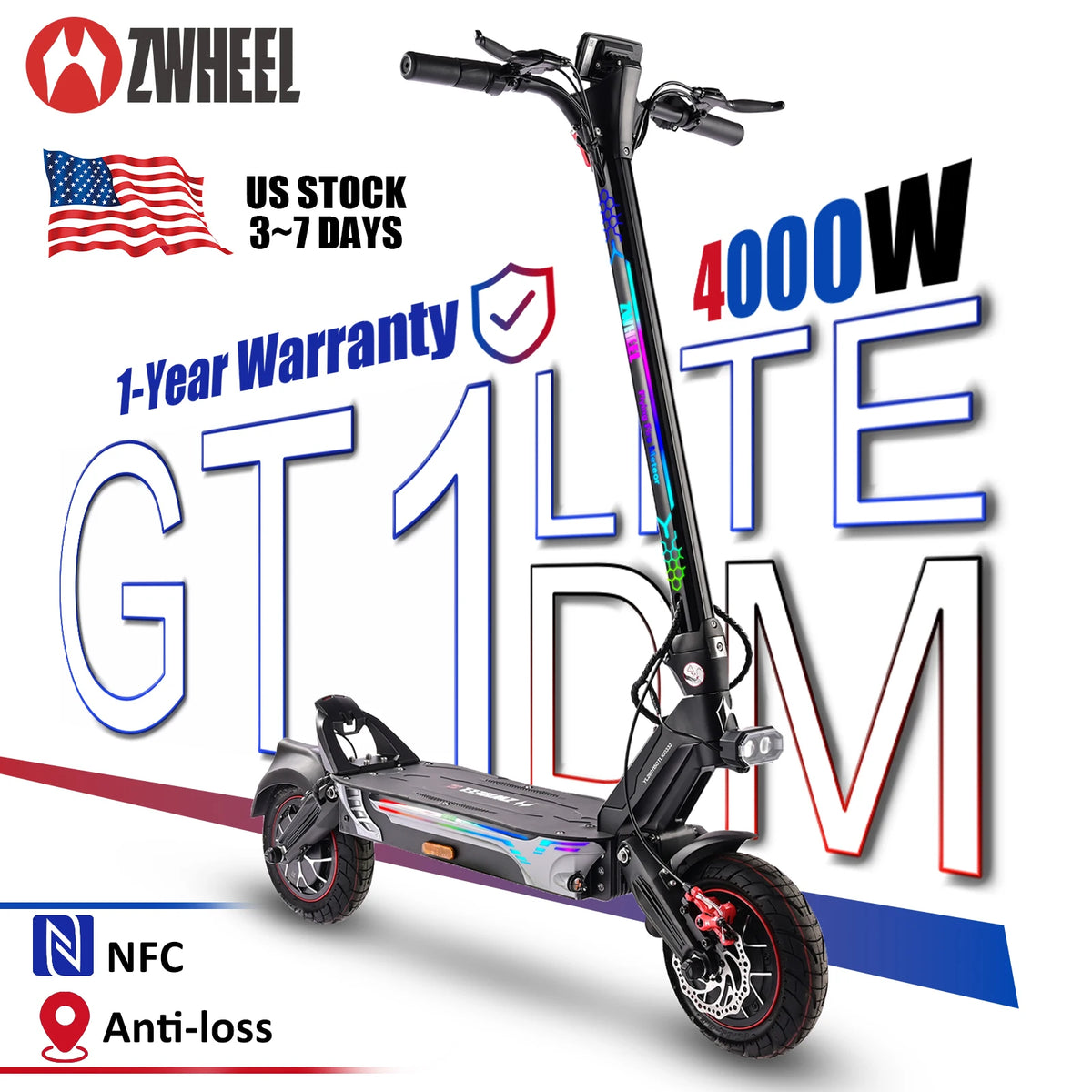 ZWHEEL GT1 Lite Dual Motor Electric Scooter With Long Range