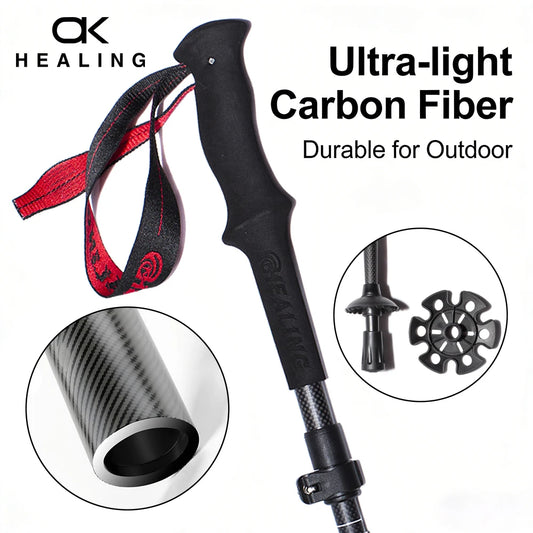 Okhealing Carbon Fiber Trekking Poles - Ultralight Telescopic Damping.