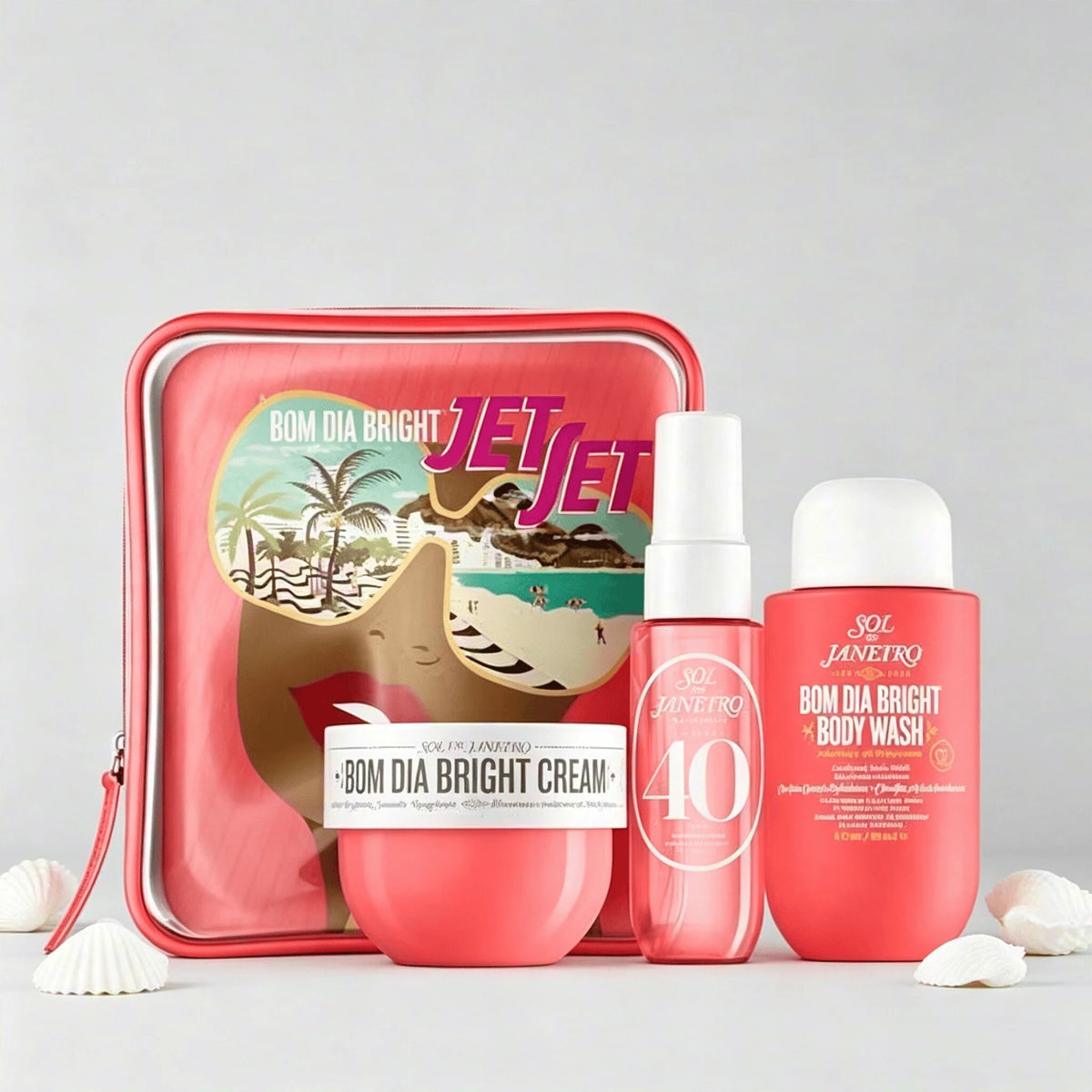 Sol De Janeiro Bom Dia Bright Jet Set Women Perfume Set Cheirosa 40 Body Mist Cream Wash Travel Mini Perfume Kit Beach Luxury Gift Perfume for Her