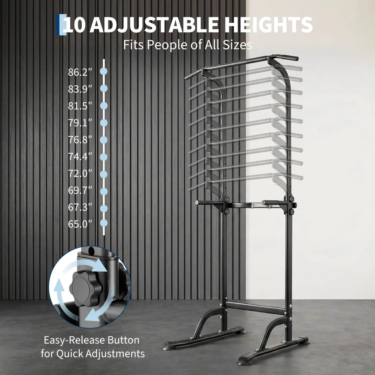 HiMISS Adjustable Power Tower Dip Station With Pull Up Bar