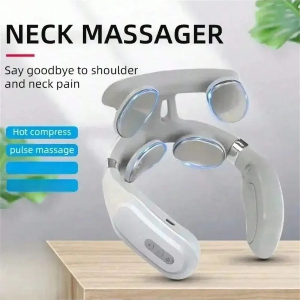 Lism Adjustable Four Head Neck Massager With Heating And Light