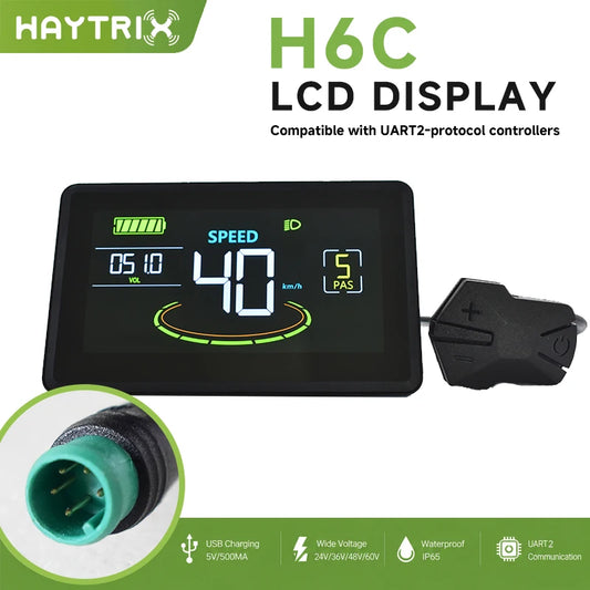 Haytrix Electric Bike LCD Display Control Panel With Waterproof Plug