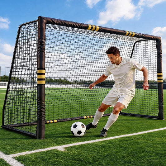 HiMISS Heavy Duty Steel Backyard Soccer Goal Training Net
