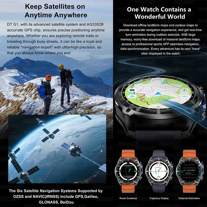 WearPro GPS Smart Watch Offline Map Compass Waterproof Swimming