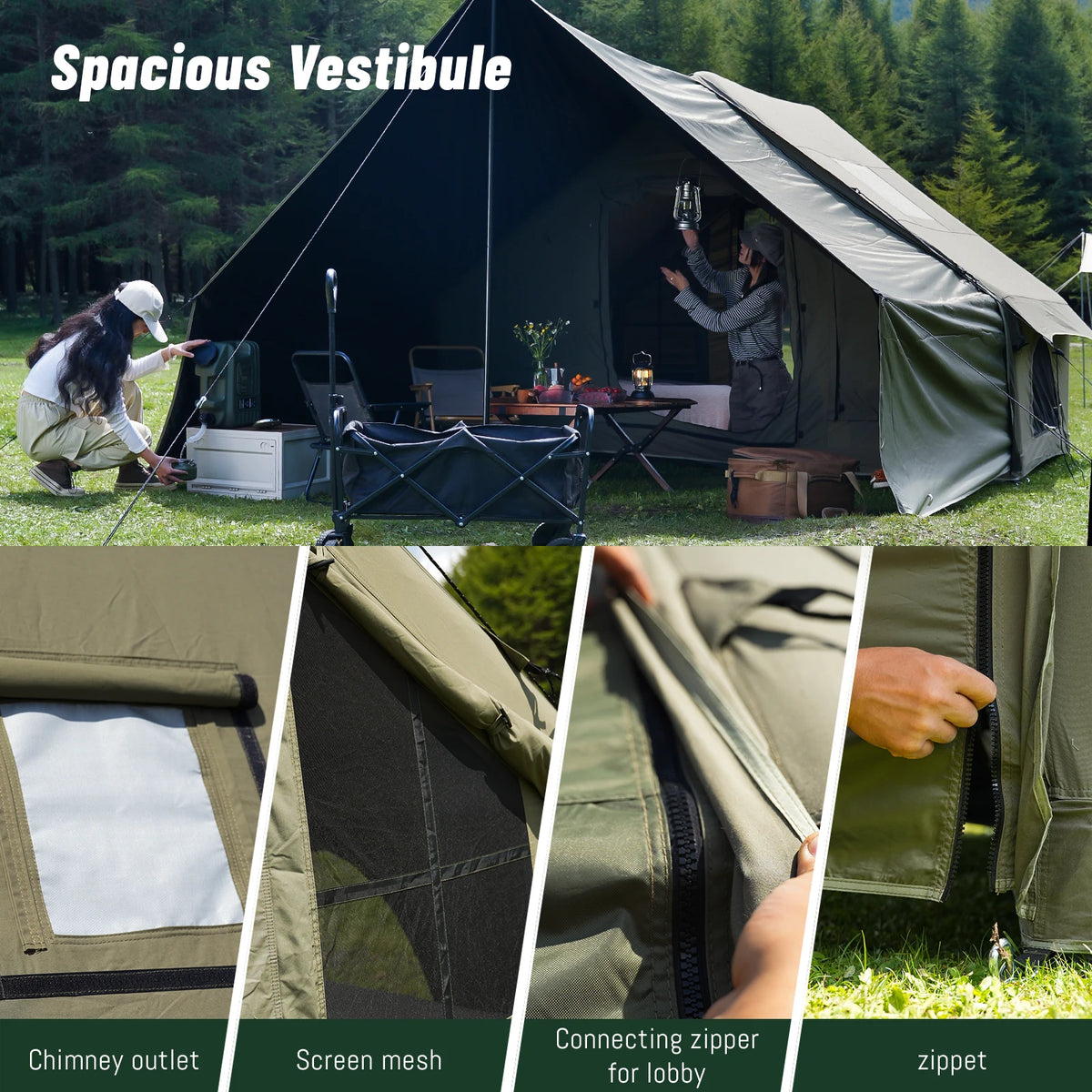 PAKICETUS 4-6 Person Quick Setup Inflatable Camping Tent, All Season Luxury Outdoor Tent With Breathable Mesh & Fast Air Circulation, For Family Camping Hiking Backpacking Trips