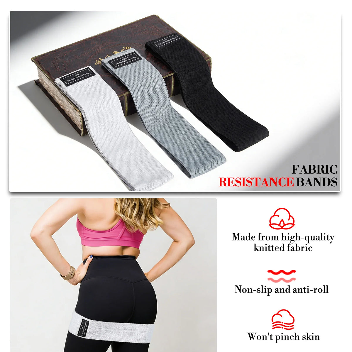 Pilates Training Set, 3-in-1 Pilates Ring, 9.8" Exercise Ball, Fabric Resistance Bands, Workout Guide for Home Gym Yoga Fitness