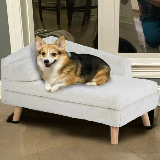 Borwart Elevated Dog Sofa With Plush Cushion And Wooden Legs