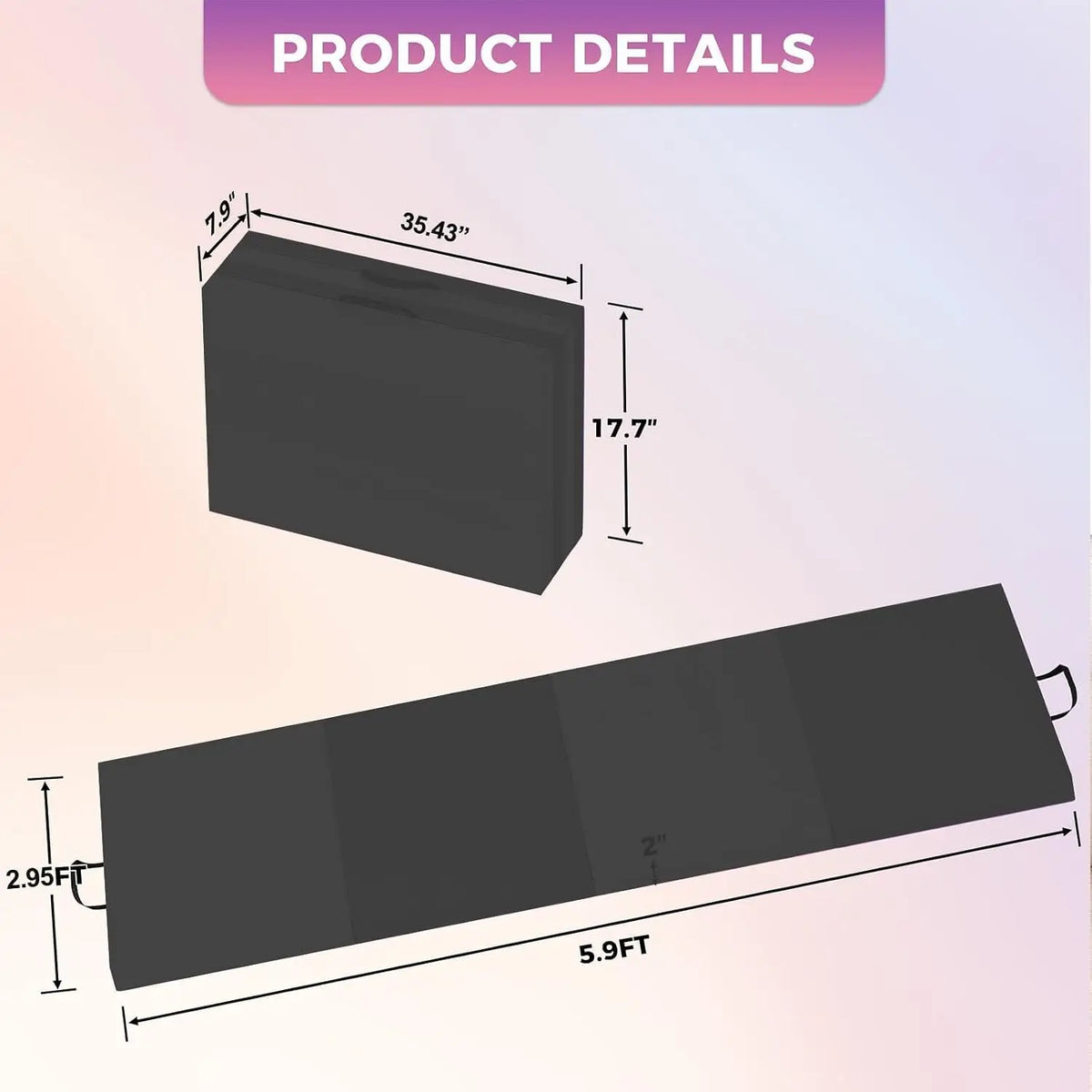 2 Inch Thick Foldable Yoga Mat Easy Storage For Travel Yoga Pilates Home Exercise Floor Mat Non-Slip Portable Exercise Mat Lightweight Gym Camping Sleeping Pad Waterproof Easy Clean