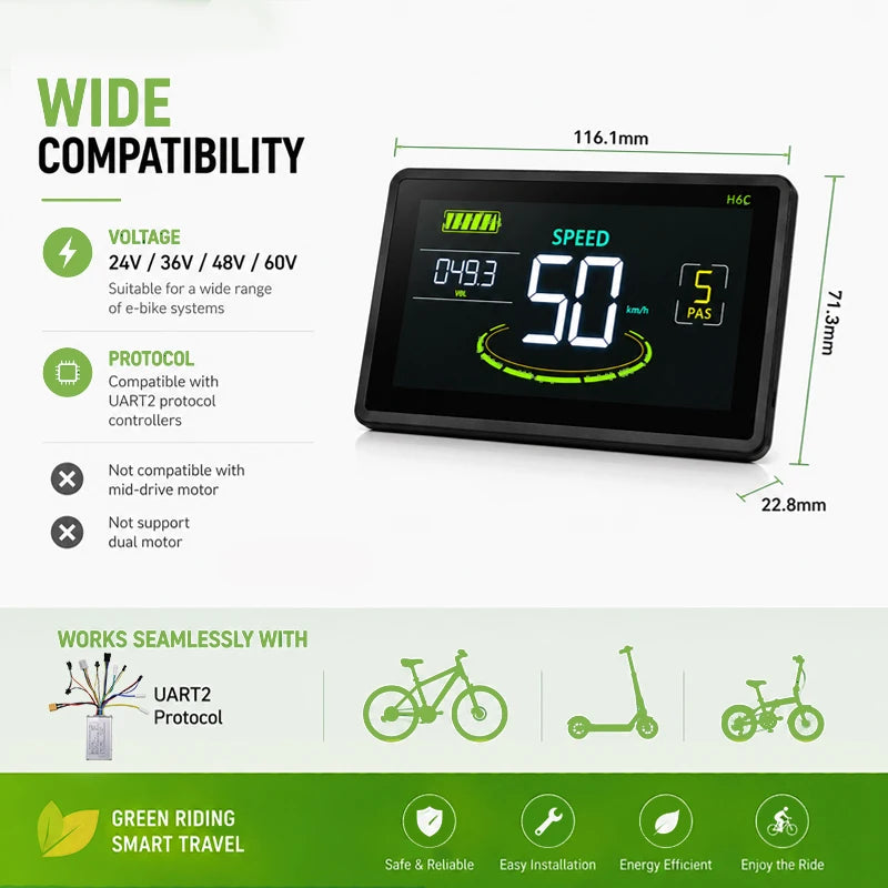 Haytrix Electric Bike LCD Display Control Panel With Waterproof Plug