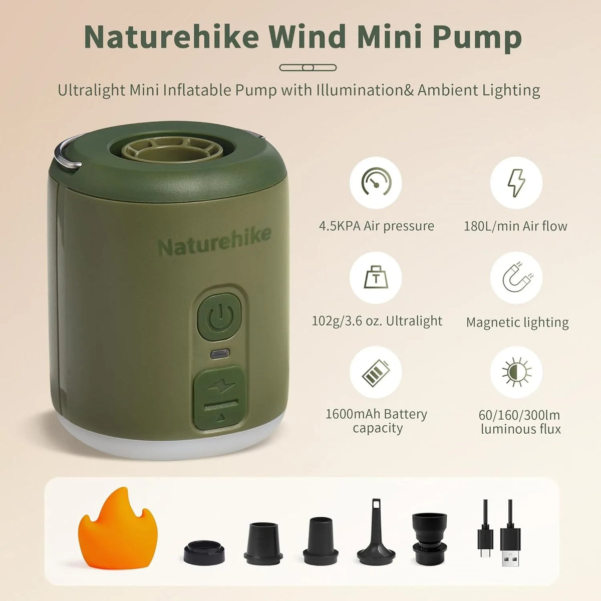 Naturehike Portable Electric Air Pump For Inflatable Camping Gear