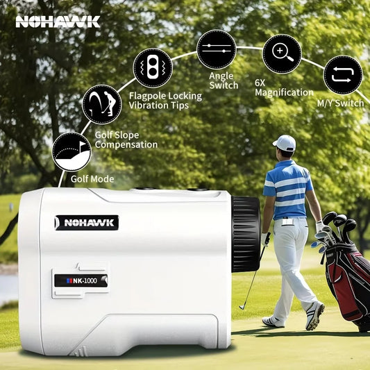 NOHAWK Golf Rangefinder with Slope, 1000M, 6X Magnification with Flag Lock and Vibration for Golfers/Hunters