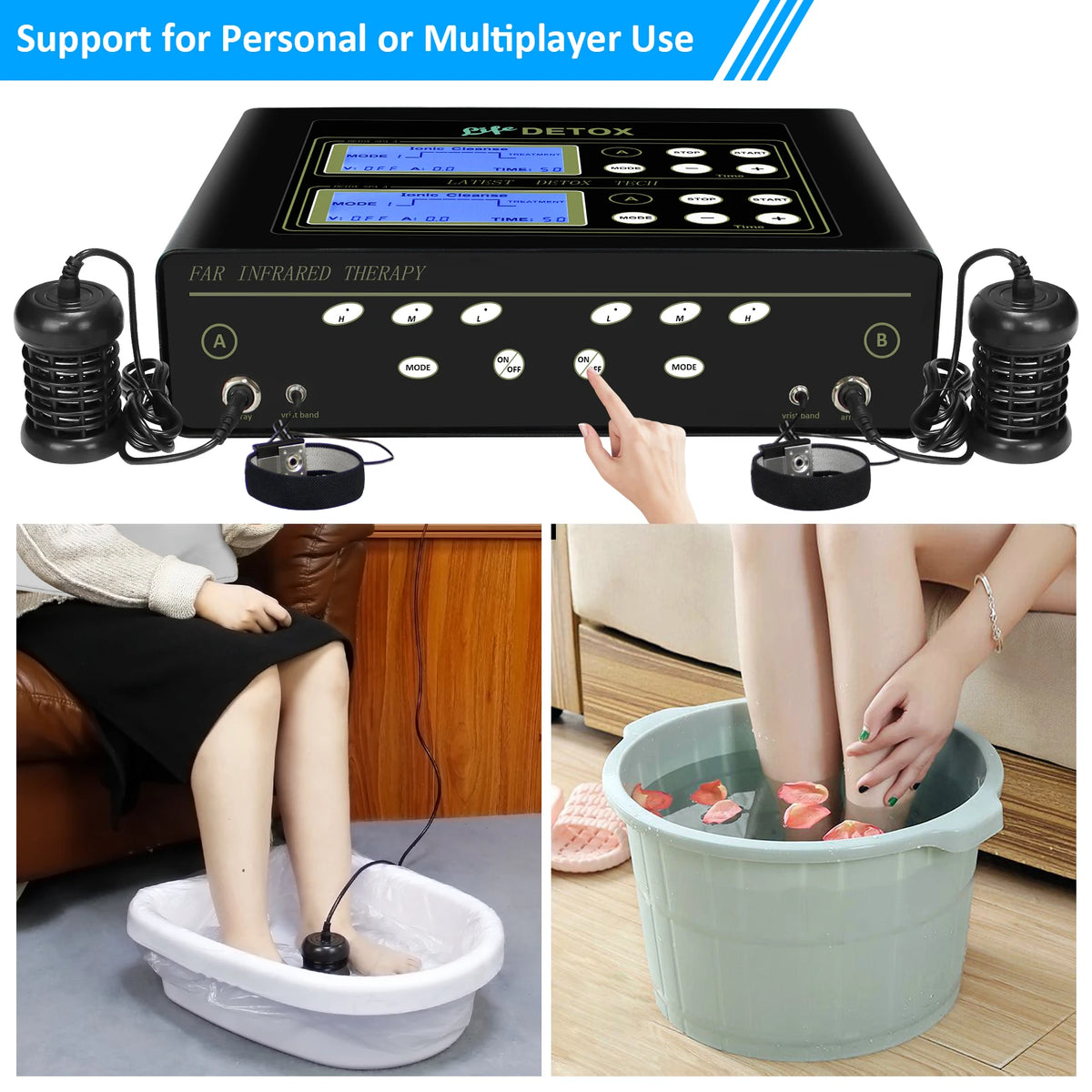 Salon Detox Spa Device - Dual Ionic Foot Bath And Infrared Waist Belt