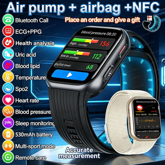 Advanced Airbag Blood Pressure Smart Watch With Voice Health Alerts