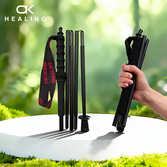 Okhealing Carbon Fiber Trekking Poles - Antishock Foldable Hiking Sticks