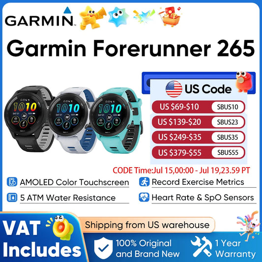 Garmin Forerunner 265 Smartwatch - 13 Day Battery Life