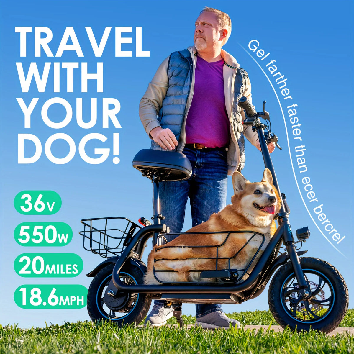GYROSHOES Electric Scooter With Pet Basket And Padded Seat
