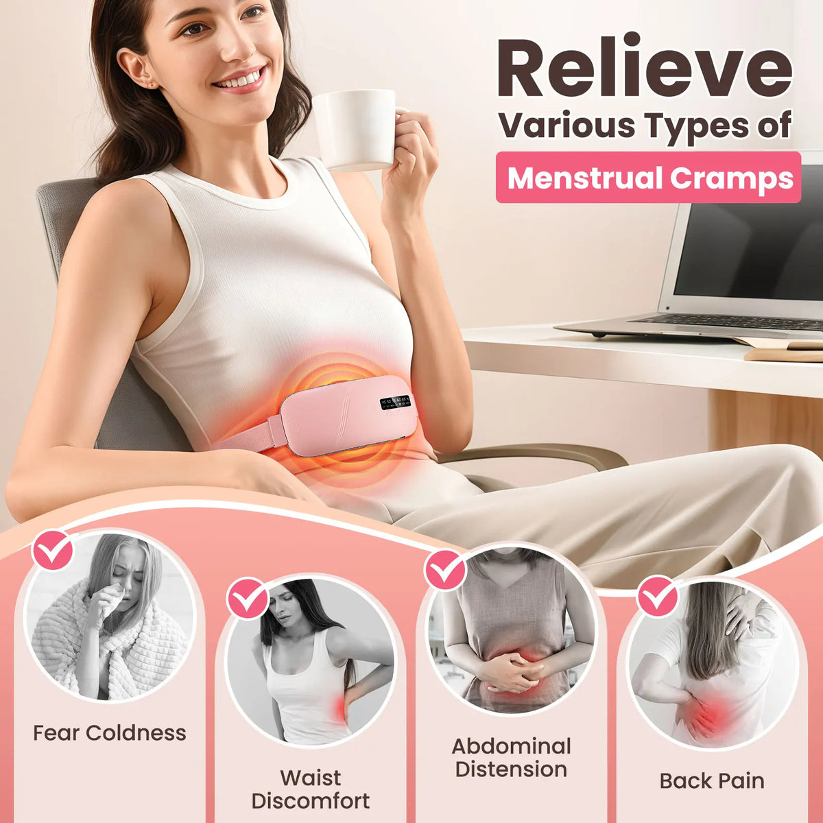 Hailicare Menstrual Heating Pad - Rechargeable Period Relief Belt