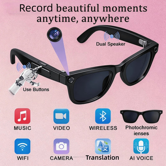 W&O AI Smart Camera Glasses With Translation And Audio Recording