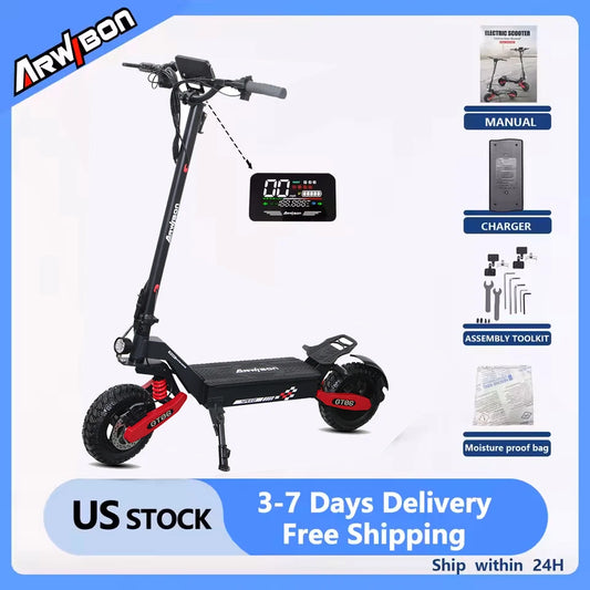 Arwibon 1200W Foldable Electric Scooter With Dual Brakes