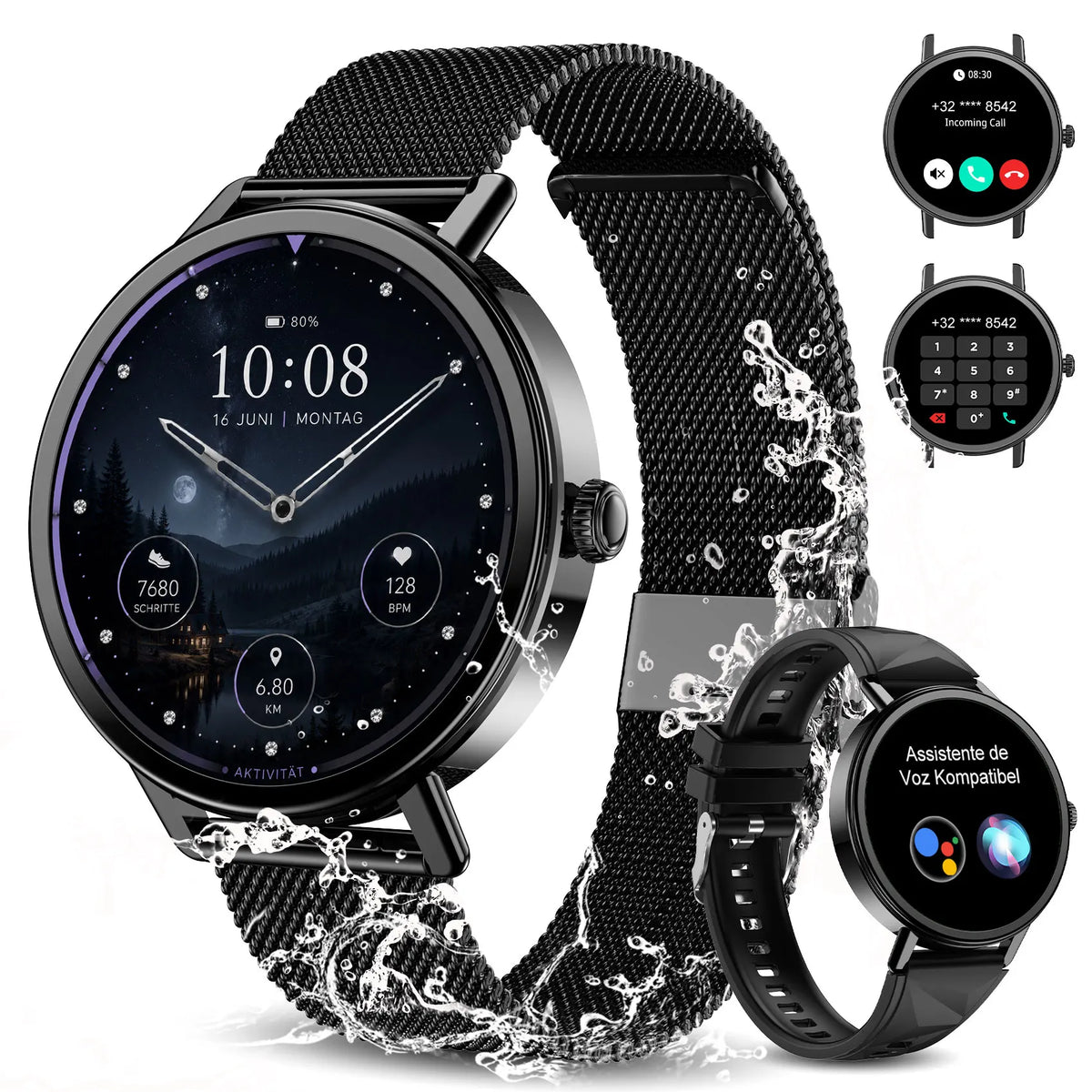 Blackview X30 Women's Smartwatch with Health Monitor Fitness Tracker 1.26” AMOLED Screen Bluetooth Smartwatch for Android IOS