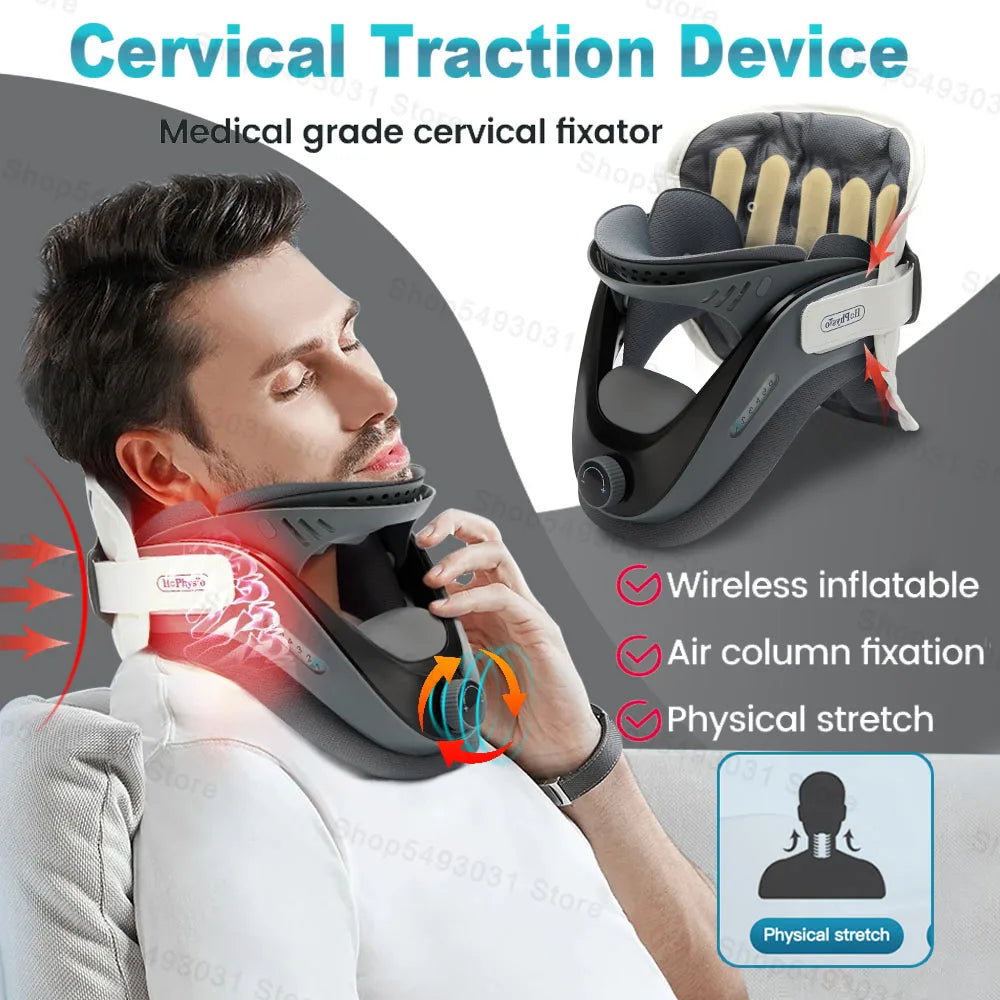 Cervical Neck Traction Device, Neck Stretcher for Neck Traction and Support, Adjustable Neck Traction Devices for Home Use