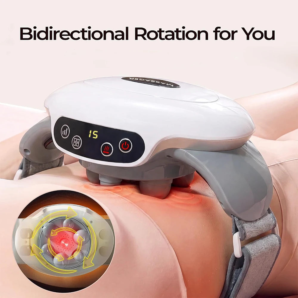 Electric Abdominal Massager with Heat, Rechargeable and Wireless Stomach Belly Tummy Massage Machine, Auto Shut-off, Constipation Indigestion, Relaxation, Adjustable Strap, Multiple-use for Waist Abdomen Back Neck Leg, Mum Gi